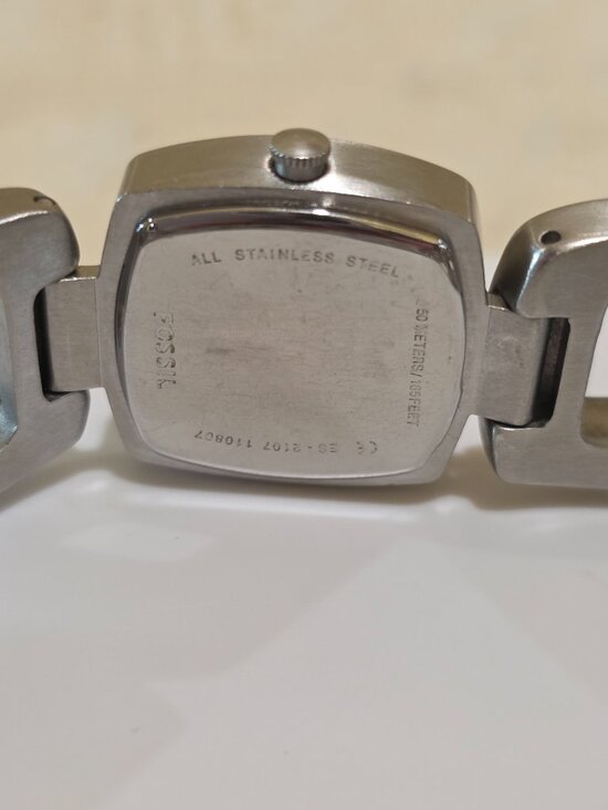 Fossil WOODGIRL Square Face Brushed Stainless Steel Wood Detail Wrist Watch main image 5